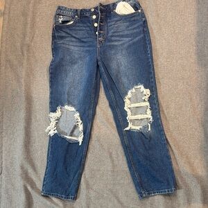 Forever 21 Blue Distressed Boyfriend Jeans